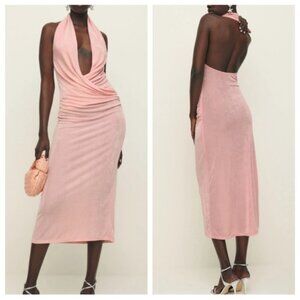 REFORMATION Consuela Shimmery Pink Knit Dress NWT M